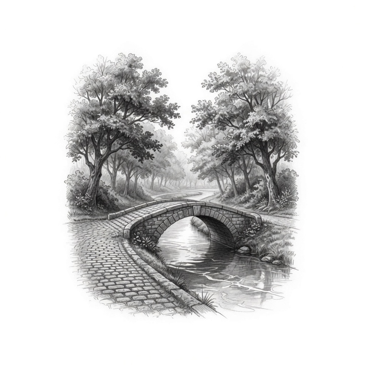 Pequena ponte de pedra sobre um córrego
